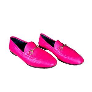 Gucci Brixton Horsebit Leather Loafer Hibiscus Pink Size EU 37.5 US 7.5
